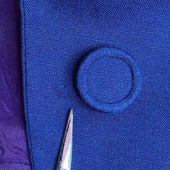 Vintage 70s/80s Christian Dior Pleated Back Wool Suit Blazer Medium/Large Navy - Picture 11 of 15